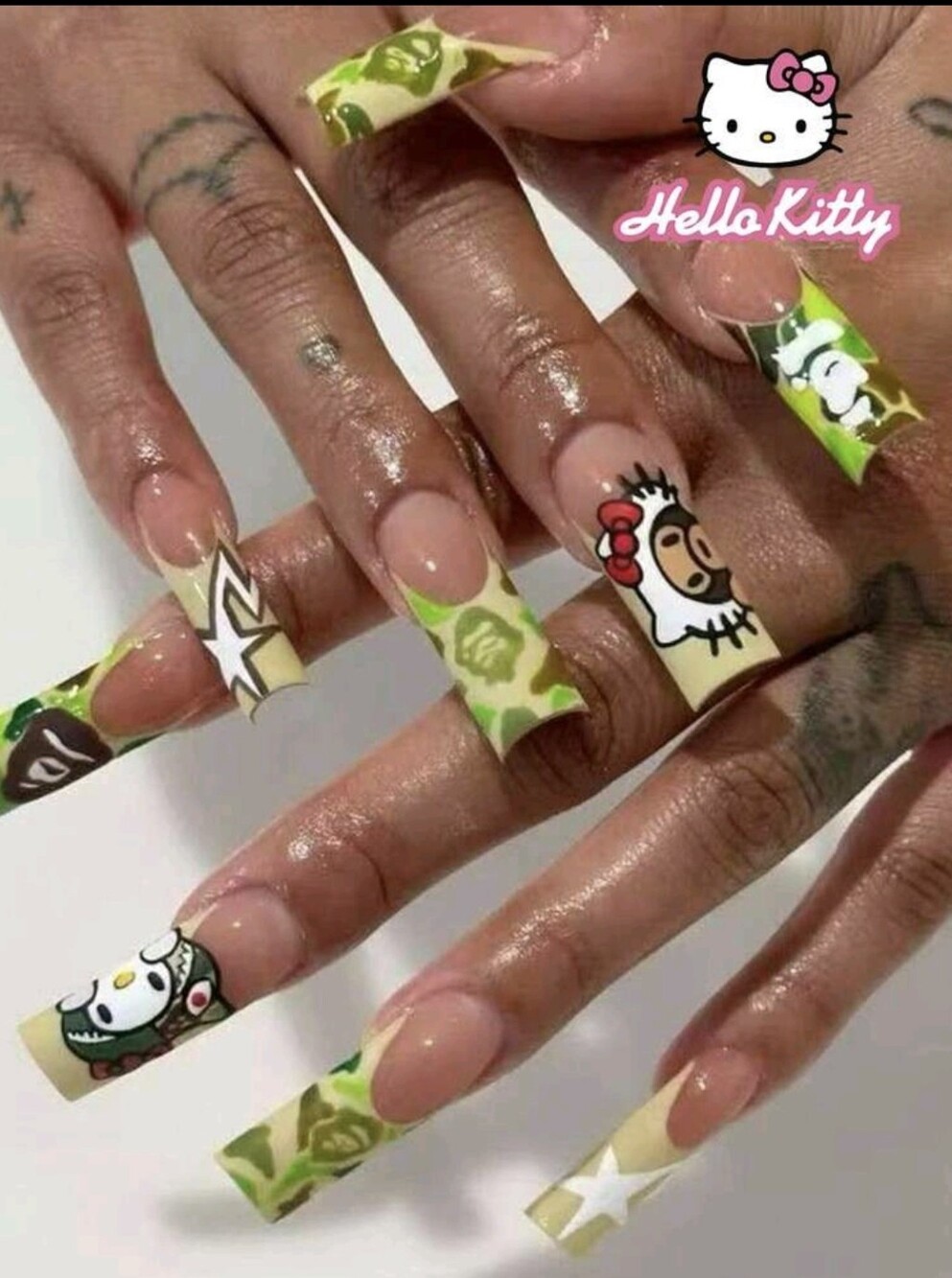 Hello Kitty Long Acrylic Nails